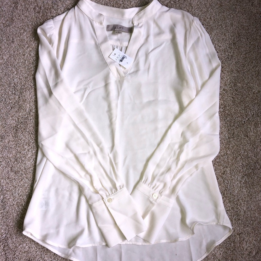 Loft White Blouse Business Work outfit XS